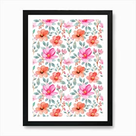 Watercolor Floral Pattern.Colorful roses. Flower day. artistic work. A gift for someone you love. Decorate the place with art. Imprint of a beautiful artist. 6 Art Print