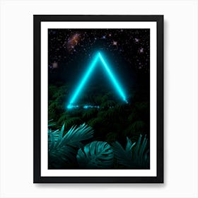 Neon landscape: Green Triangle & tropic [synthwave/vaporwave/cyberpunk] — aesthetic retrowave neon poster Art Print