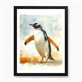 Humboldt Penguin Cooper Bay Watercolour Painting 4 Art Print