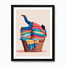 Laundry Basket Illustration Art Print