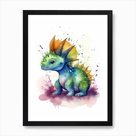 Alioramus Cute Dinosaur Watercolour 2 Art Print