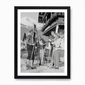 People With Skis In Front Of The Hotel, 1940 Art Print