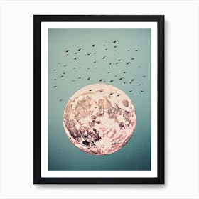 Full Moon With Birds 1 Art Print