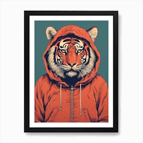 Tiger Illustrations Wearing A Hoodie 3 Art Print