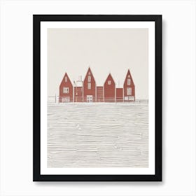 Bryggen Wharf Norway Boho Landmark Illustration Art Print