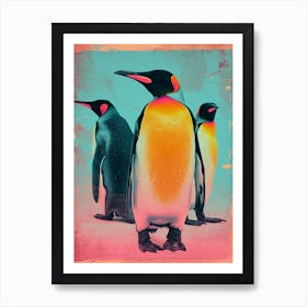 Polaroid Inspired Penguins 3 Art Print