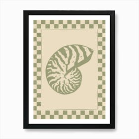 Seashell 04 with Checkered Border Art Print