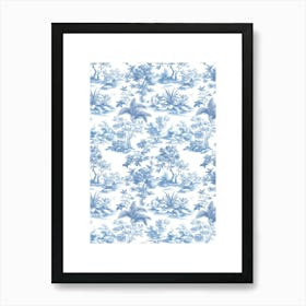 Blue And White Toile Wallpaper Art Print