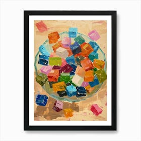 Rainbow Jelly Cubes Beige Painting 1 Art Print