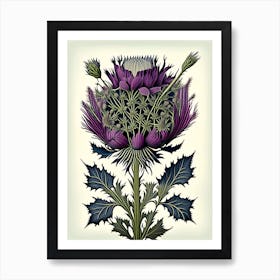 Thistle Floral Botanical Vintage Poster Flower Art Print