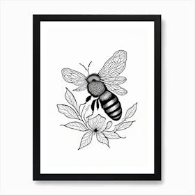 Solitary Bee 2 William Morris Style Art Print