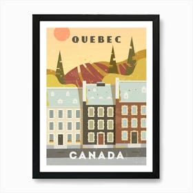 Quebec, Canada — Retro travel minimalist poster Art Print