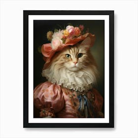 Royal Cat Portrait Rococo Style 7 Art Print