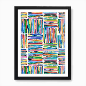 Watercolor Colorful Handpainted Stripes Art Print
