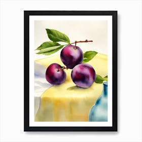 Damson Italian Watercolour fruit Art Print