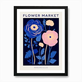 Blue Flower Market Poster Ranunculus 2 Art Print