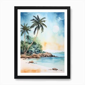 Watercolour Of Anse Cocos   La Digue Seychelles 2 Art Print