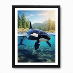 Realistic Photography Of Orca Whale Coming Up For Air 1 Póster