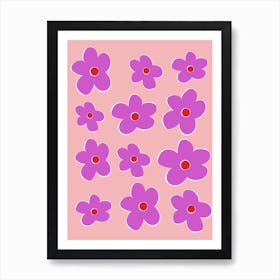 Lilac Flowers Pink Background Art Print