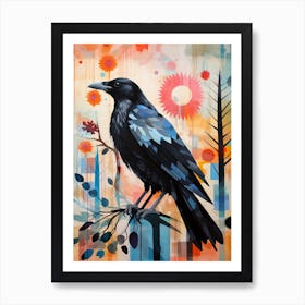 Bird Painting Collage Raven 2 Art Print