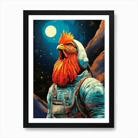 Rooster In Space 1 Art Print