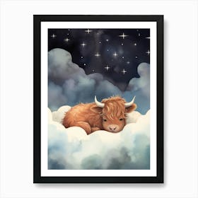 Baby Bison 1 Sleeping In The Clouds Art Print