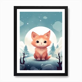 Cute Kitten Scandinavian Style Illustration 4 Art Print