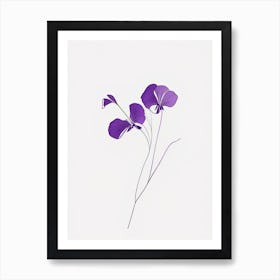 Violets Floral Minimal Line Drawing 1 Flower Art Print