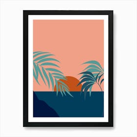 Sunset Palm Trees Art Print