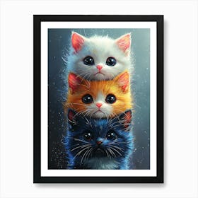 Cute Cats Stacked Together 6 Art Print