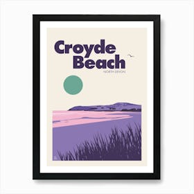 Croyde Beach, North Devon (Purple) Art Print
