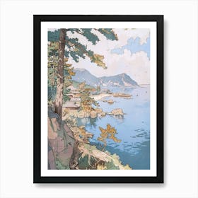 Kamakura Japan 1 Retro Illustration Art Print