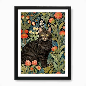 William Morris Cat In The Garden Art Print