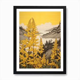 Nokanzou Goldenrod Japanese Botanical Illustration Art Print