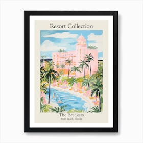 Poster Of The Breakers   Palm Beach, Florida   Resort Collection Storybook Illustration 1 Art Print