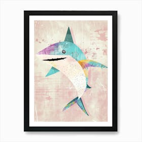 Pattern Geometric Pastel Shark Art Print