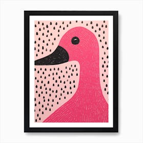 Pink Polka Dot Swan 3 Art Print