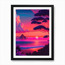 Hawaii Sunset Dreamy Landscape Art Print