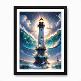 A Lighthouse In The Middle Of The Ocean 40 Art Print