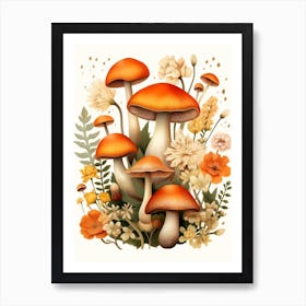 Fall Mushroom Illustration 2 Art Print