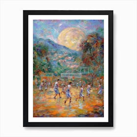 Basketball In The Style Of Monet 2 Art Print