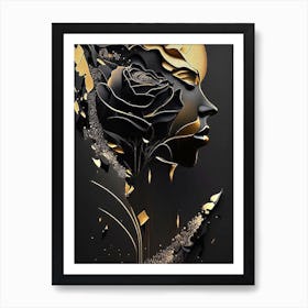 Black And Gold Abstract Painting Art Print