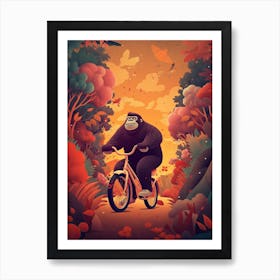 Riding A Bike Gorrila Art 2 Art Print