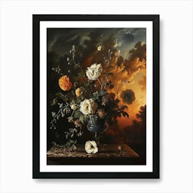 Baroque Floral Still Life Moonflower 2 Art Print