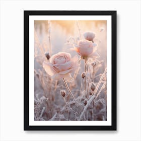 Frosty Botanical Rose 1 Art Print