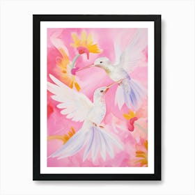 Pink Ethereal Bird Painting Hummingbird 3 Art Print