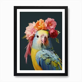 Bird With A Flower Crown Budgerigar 1 Art Print