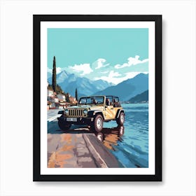 A Jeep Wrangler In The Lake Como Italy Illustration 2 Art Print