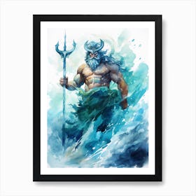  Watercolor Drawing Of Poseidon 4 Art Print