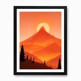 Misty Mountains Vertical Composition In Orange Tone 219 Art Print